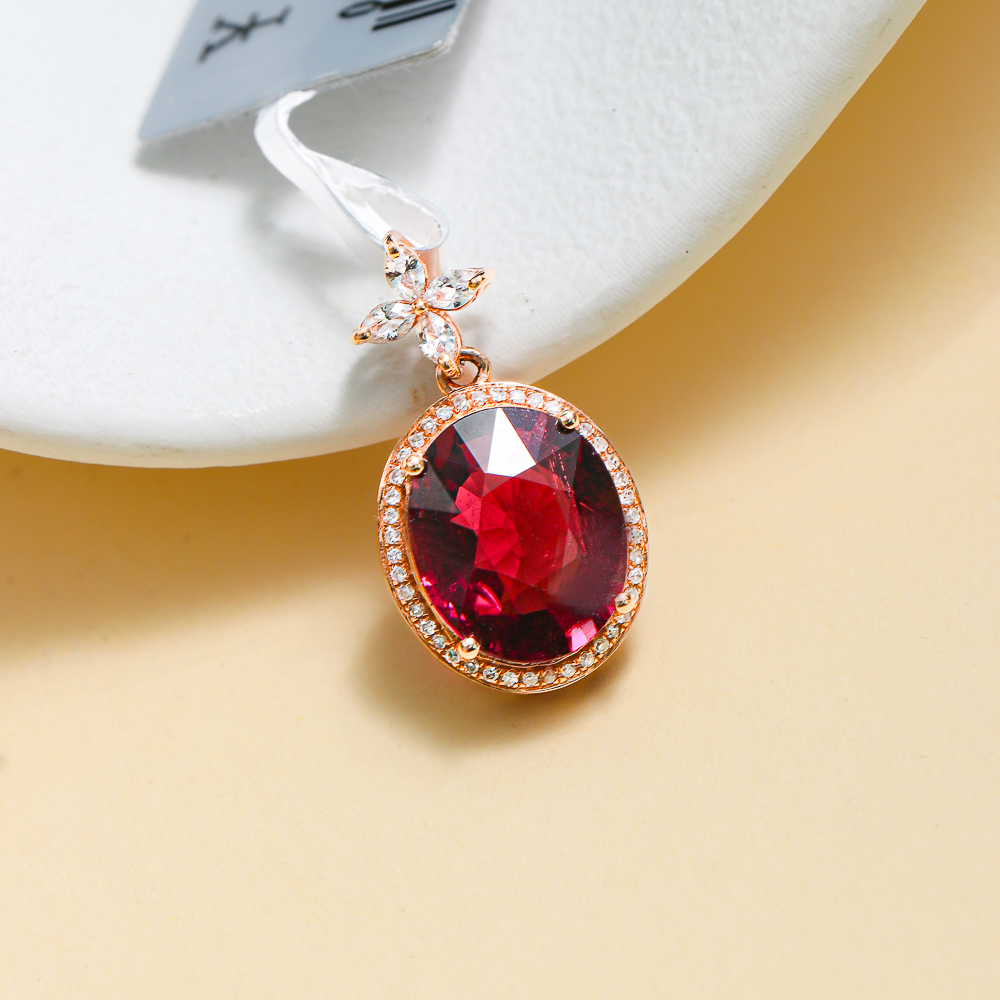 18K金天然碧玺吊坠3.98克拉轻奢气质时尚百搭款Y