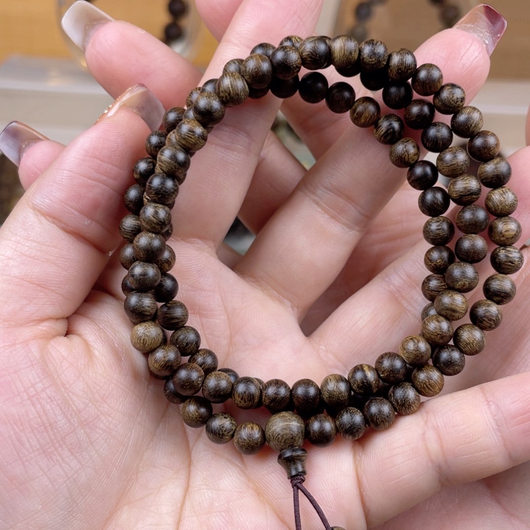 沉香手串戏**生越南芽庄白棋楠虎斑留疤