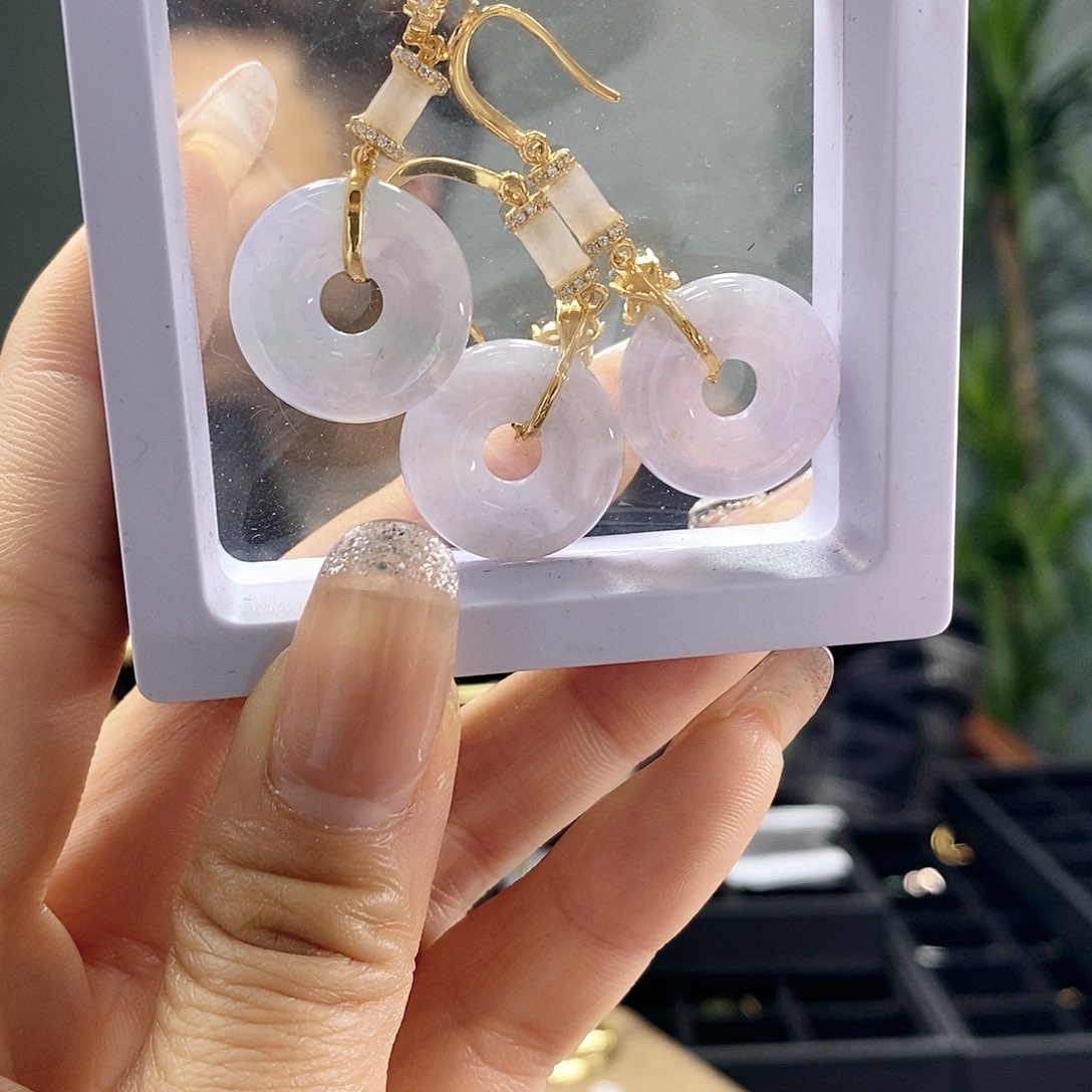 翡翠银S925镶嵌耳饰翡翠