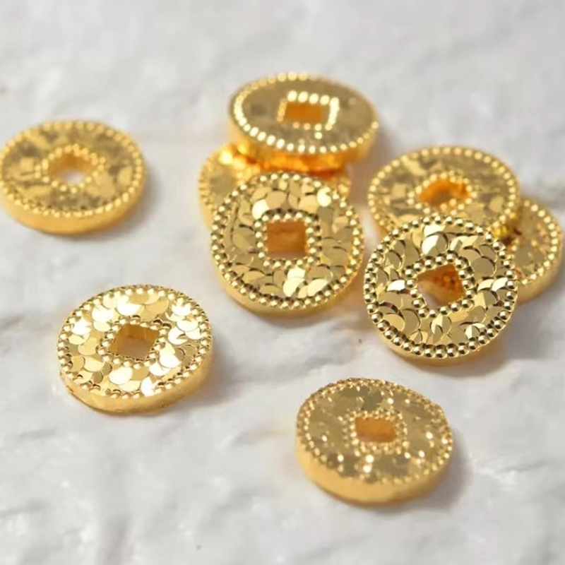 18K金五帝钱币碎冰冰隔珠手串配件diy（拍5单编成品）