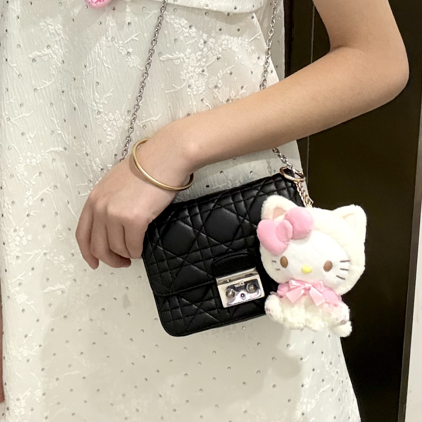 95新 DIOR/迪奥 黑银戴妃方胖子斜挎包