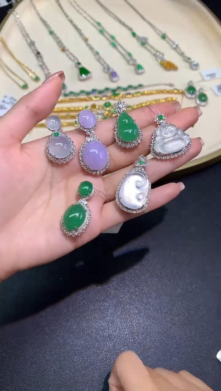 【小鱼严选 彩虹盘】翡翠吊坠-多样性发一件-18K金镶嵌-XY08|CXQ21