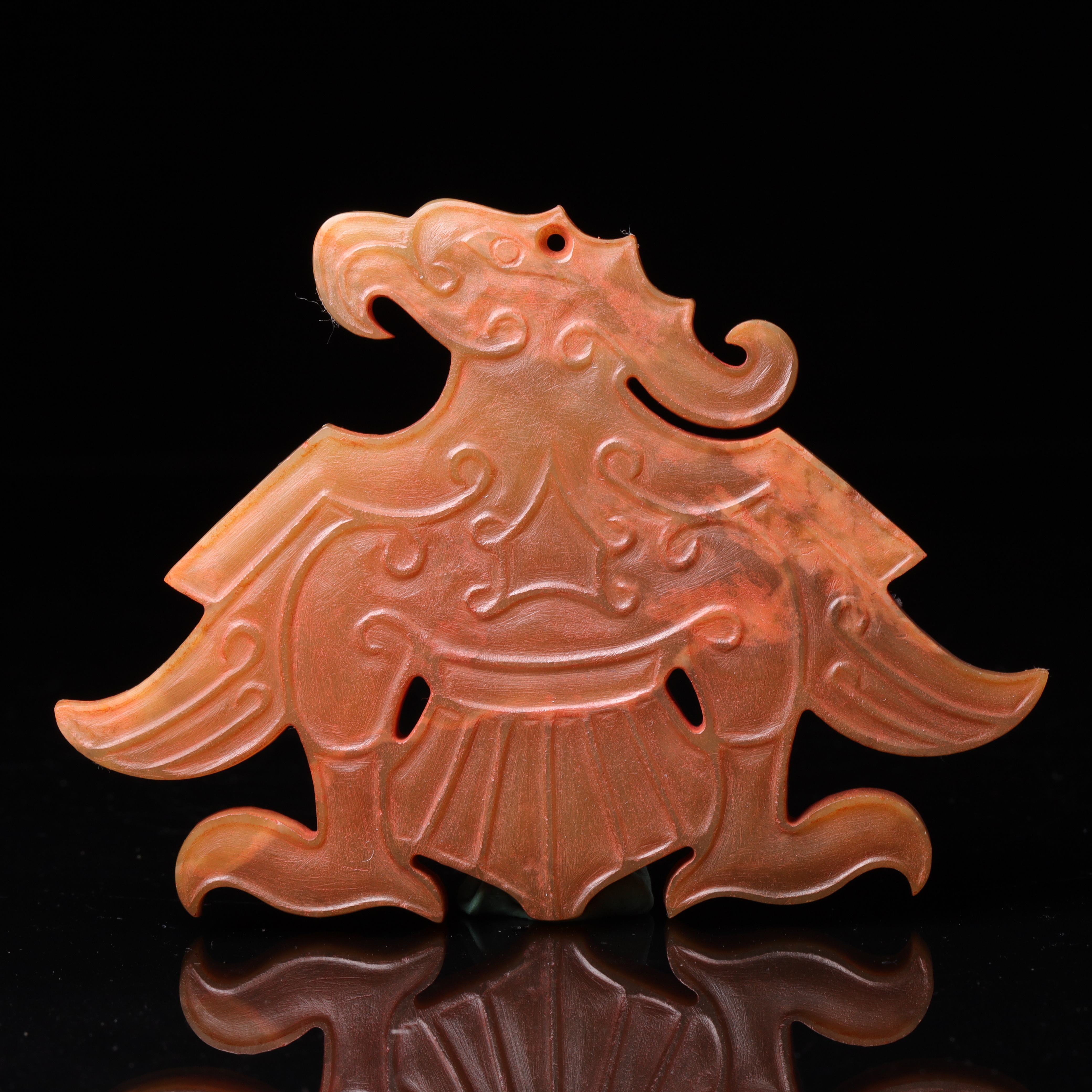 53明代和田玉玉枭花件