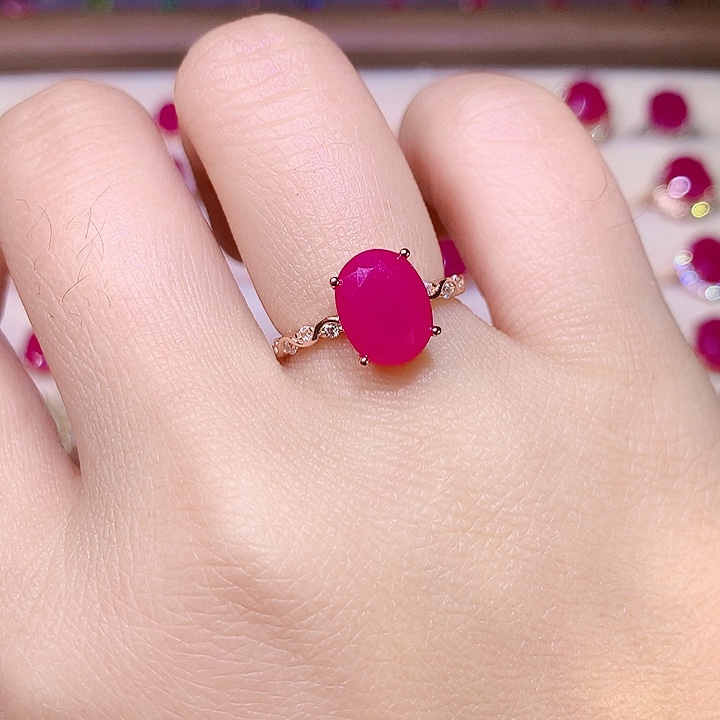 红宝石戒指银S925镶嵌