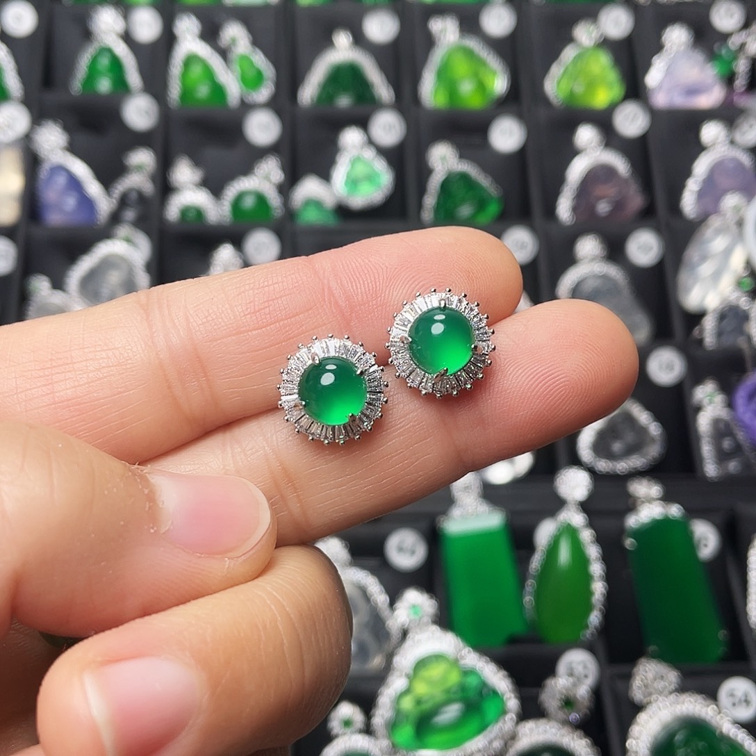 玛瑙/玉髓合金耳钉
