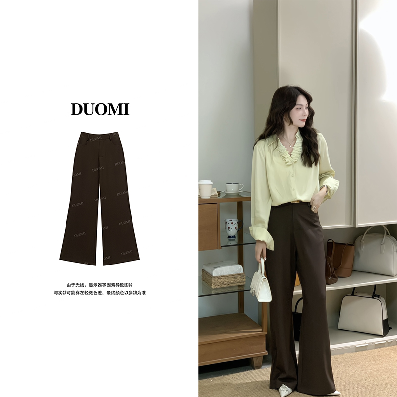 【DUOMI】秋季新款女装百搭时尚设计感休闲西裤女长裤D7618