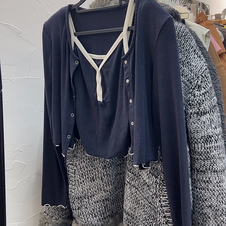 今天新款 藏蓝色两件套