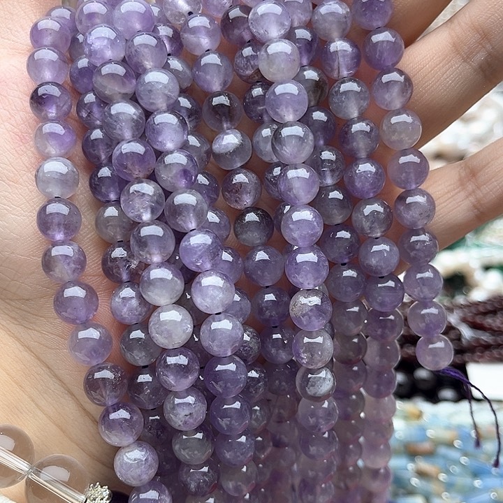 未镶嵌玛瑙/玉髓珠宝半成品一条8mm左右梦幻紫晶