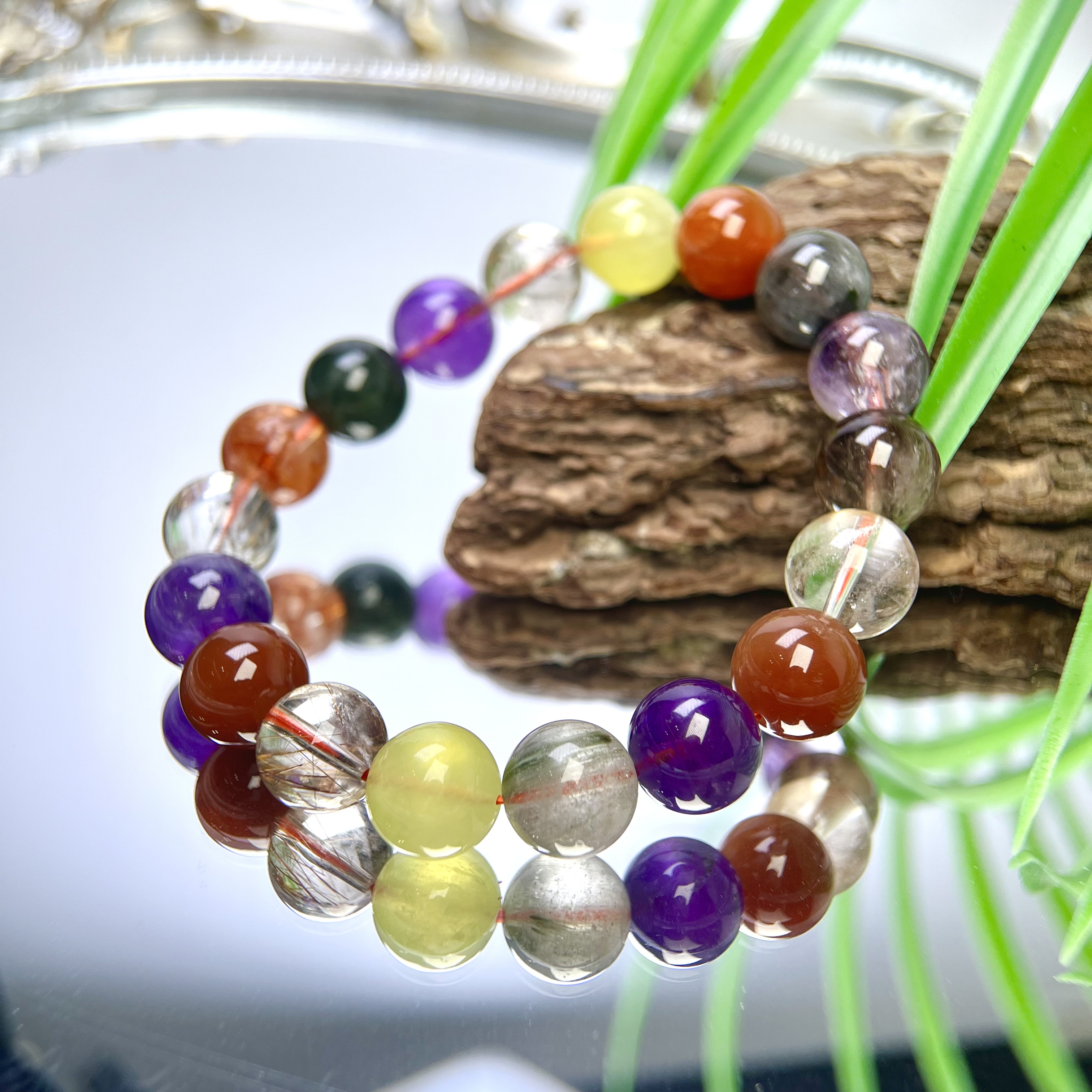 高品多宝水晶圆珠单圈手串10mm+ YS-5699