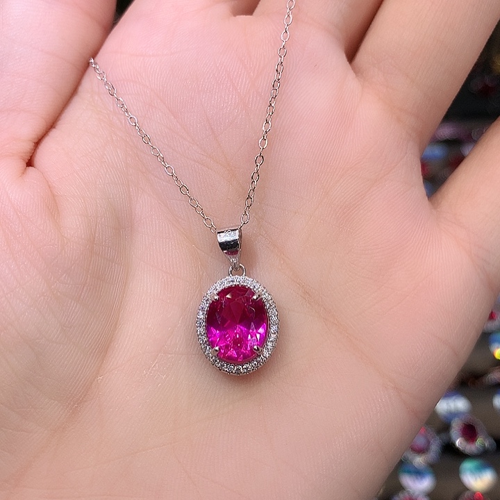 蓝宝石颈饰银S925镶嵌810