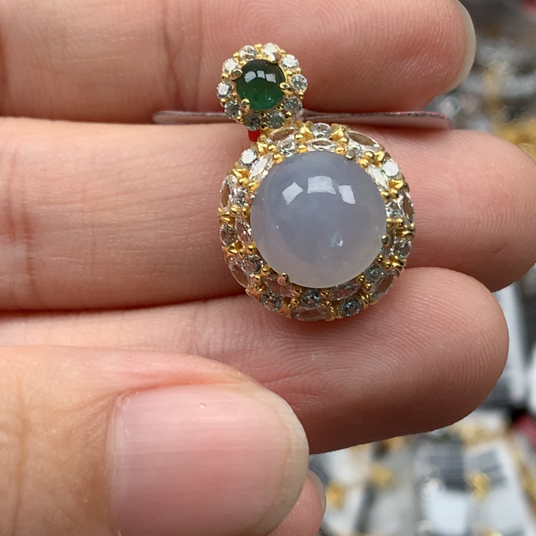 翡翠戒指银S925镶嵌天然翡翠手链