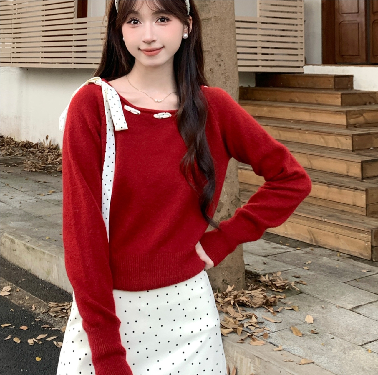 温柔风气质蝴蝶结系带毛衣女2025秋季新款设计感小众针织上衣