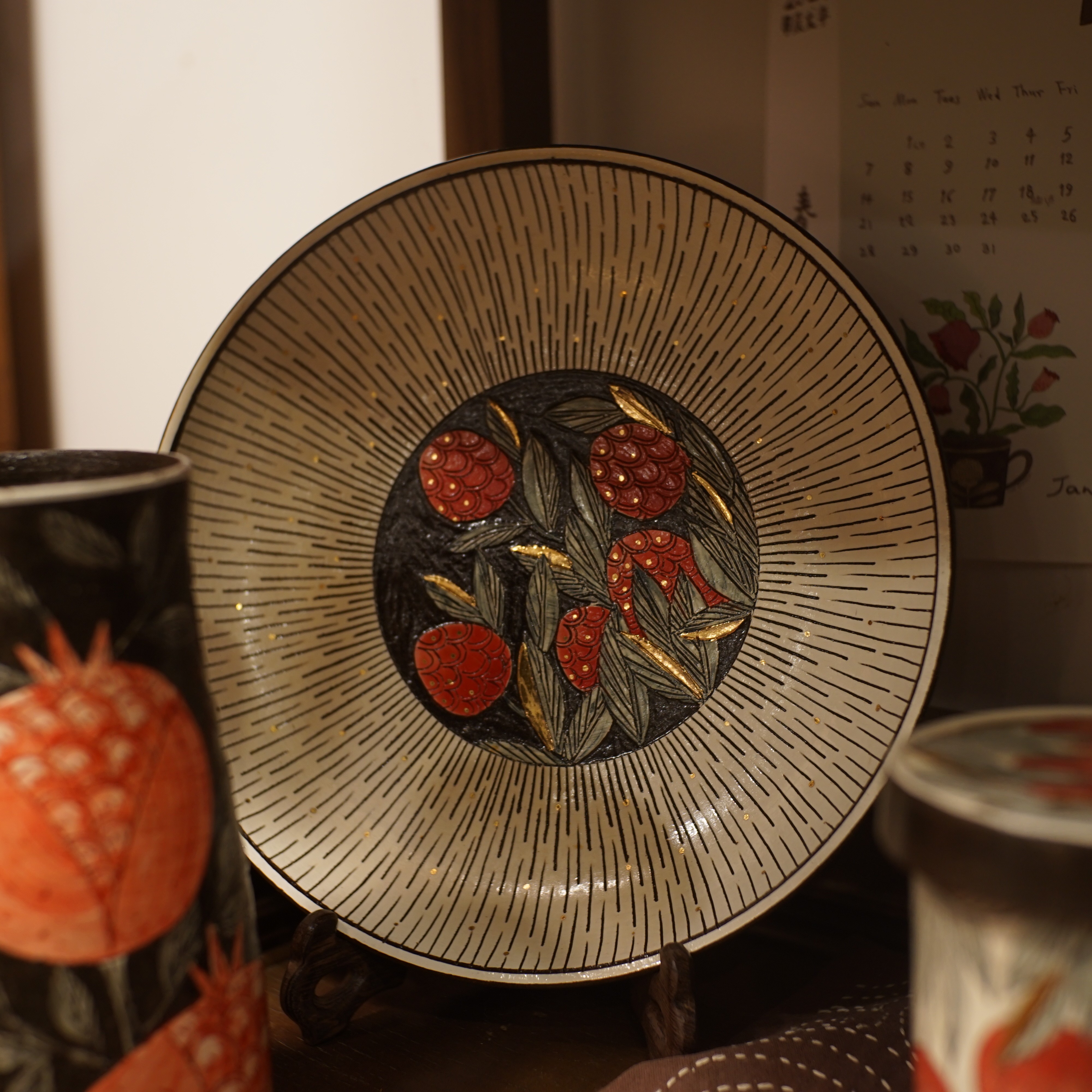 石榴大盘子一个 陶瓷