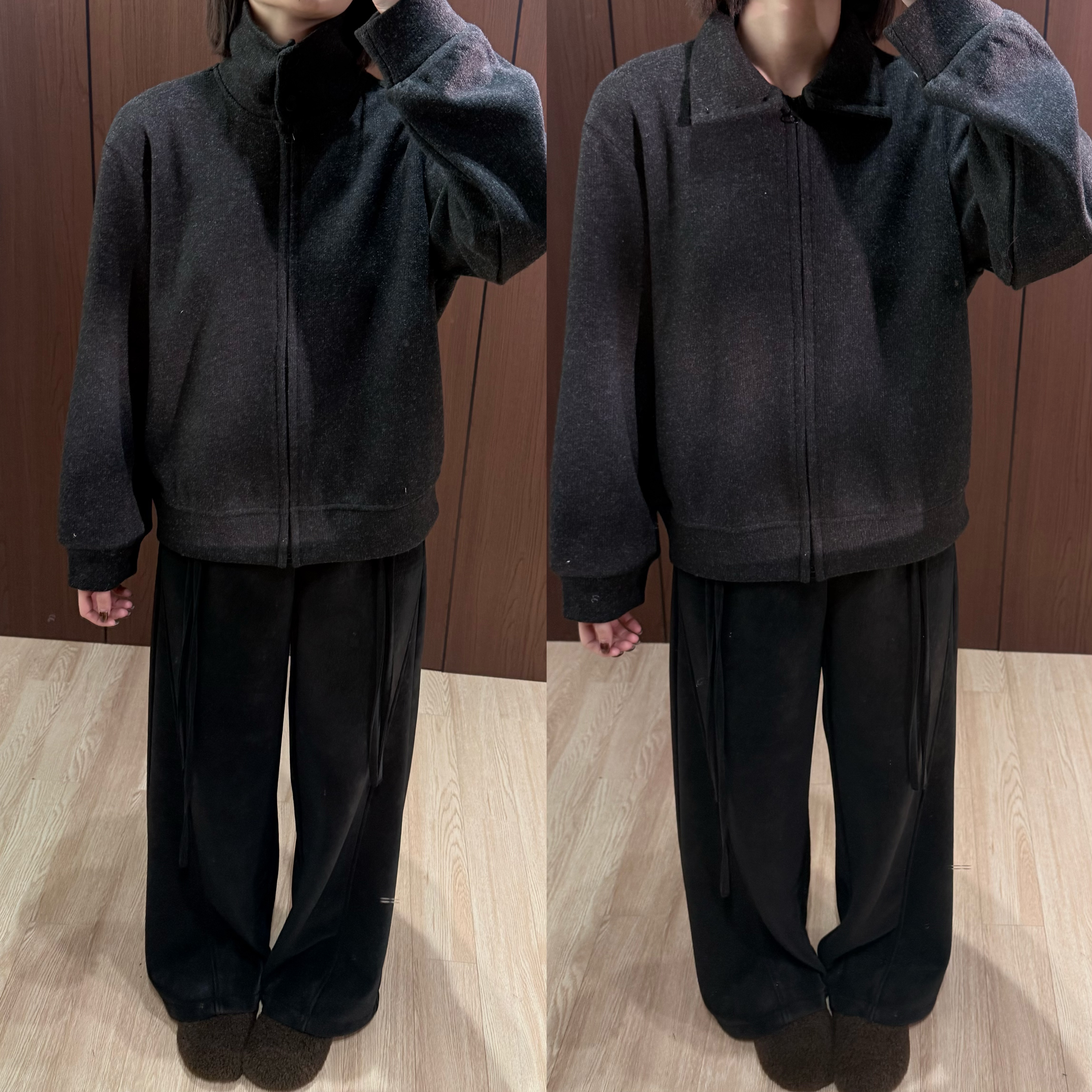 Zoe 原创【小王】冬季可翻领保暖厚实加绒毛尼外套时尚宽松