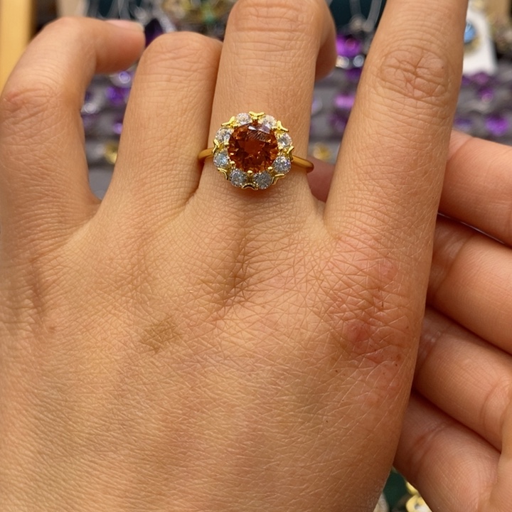 水晶戒指银S925镶嵌天然水晶戒指