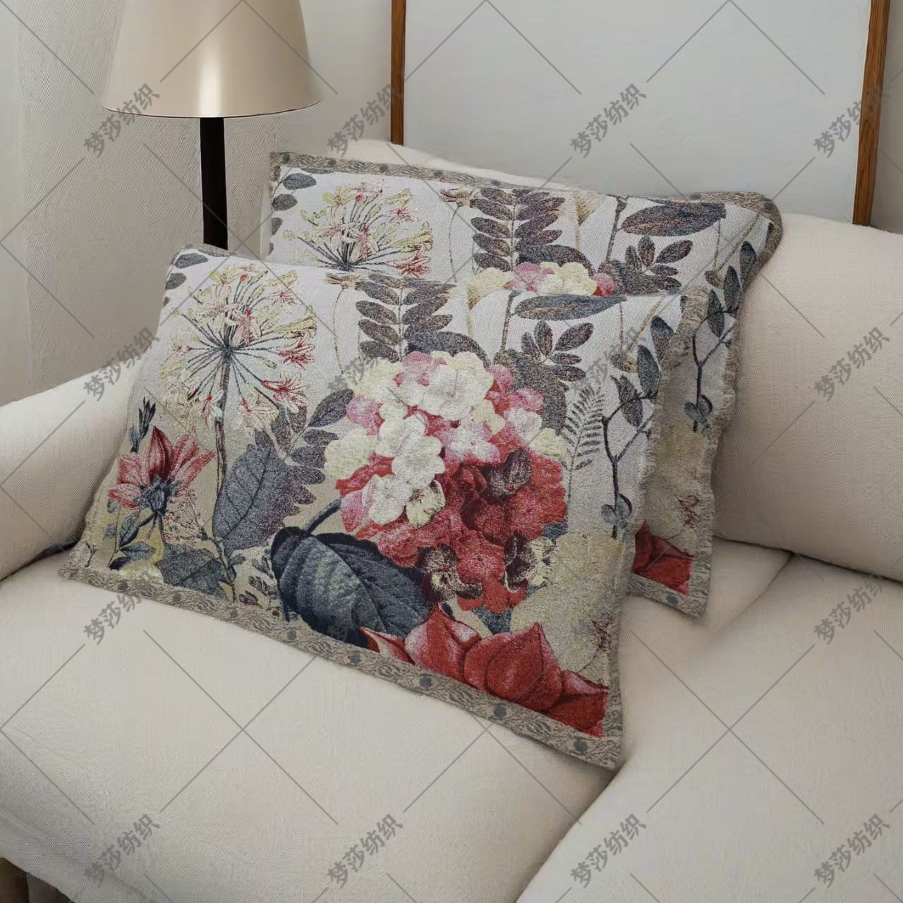 【莫奈花园兰】国宾礼火麻纱布枕套一对--50cm*80cm