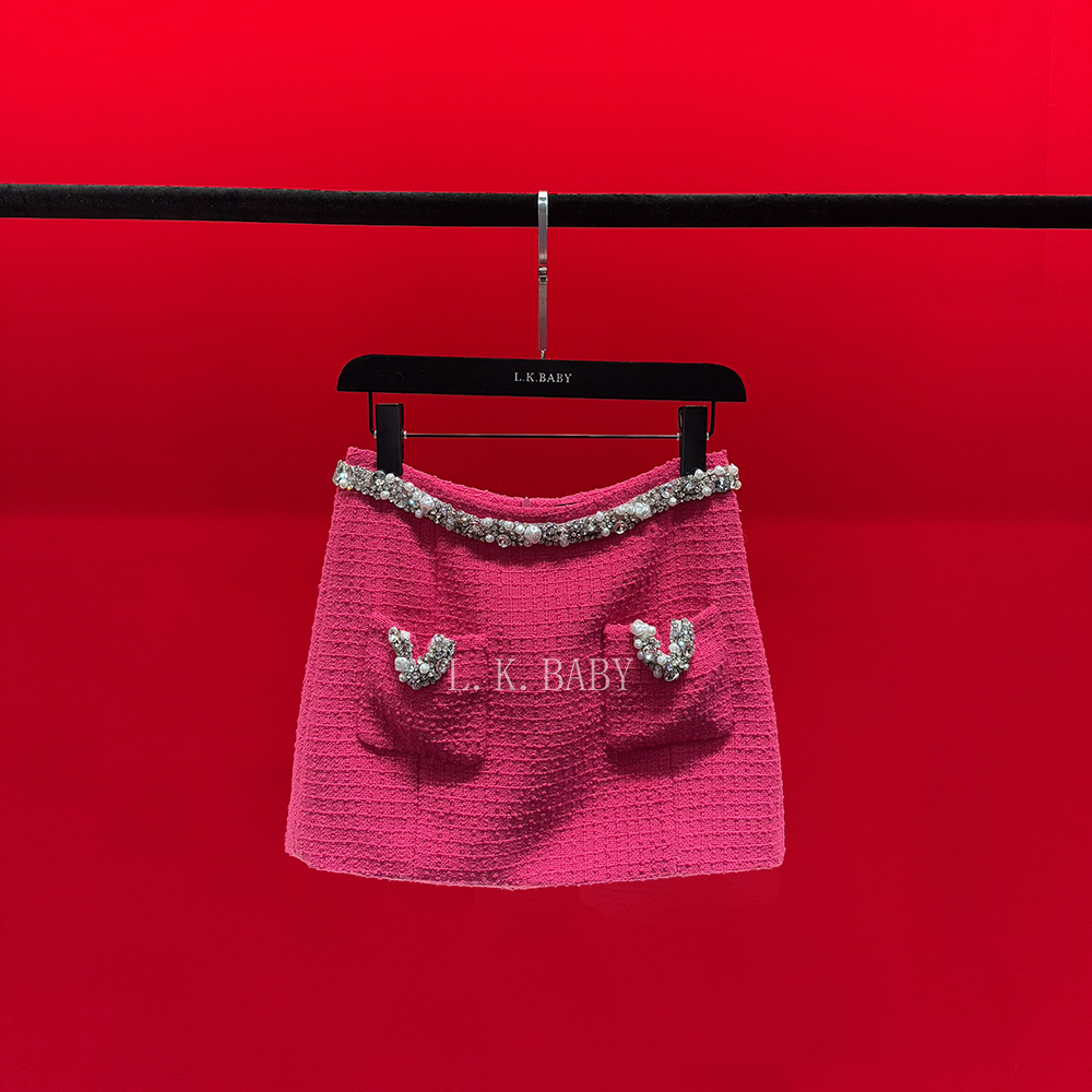 【L.K.BABY】瑰丽千金S  气质名媛「费洛伊德玫瑰」轻奢镶钻香香短裙