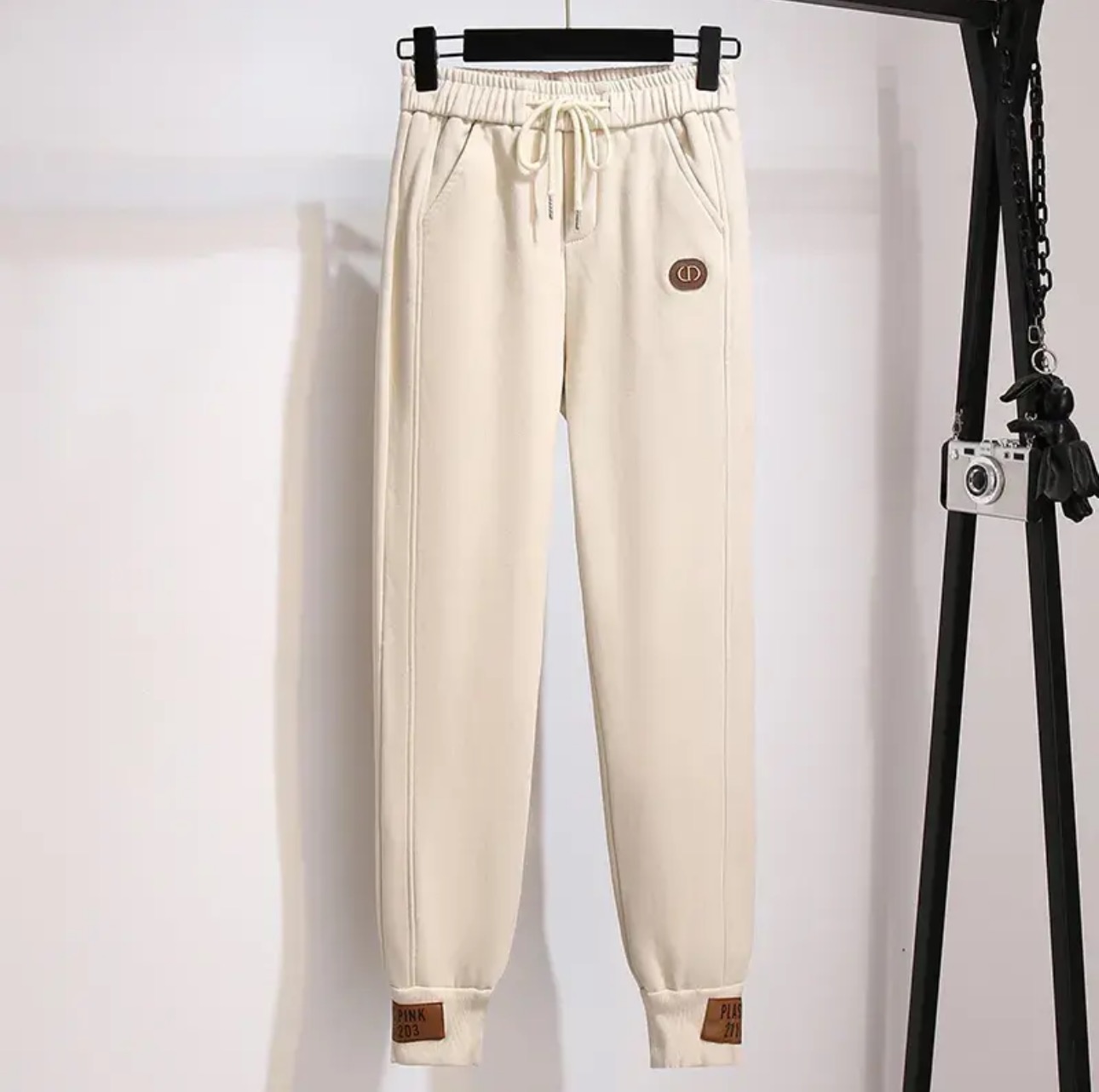 9018#CD字母休闲裤长裤女士高腰显瘦时尚百搭减龄松紧腰春秋女