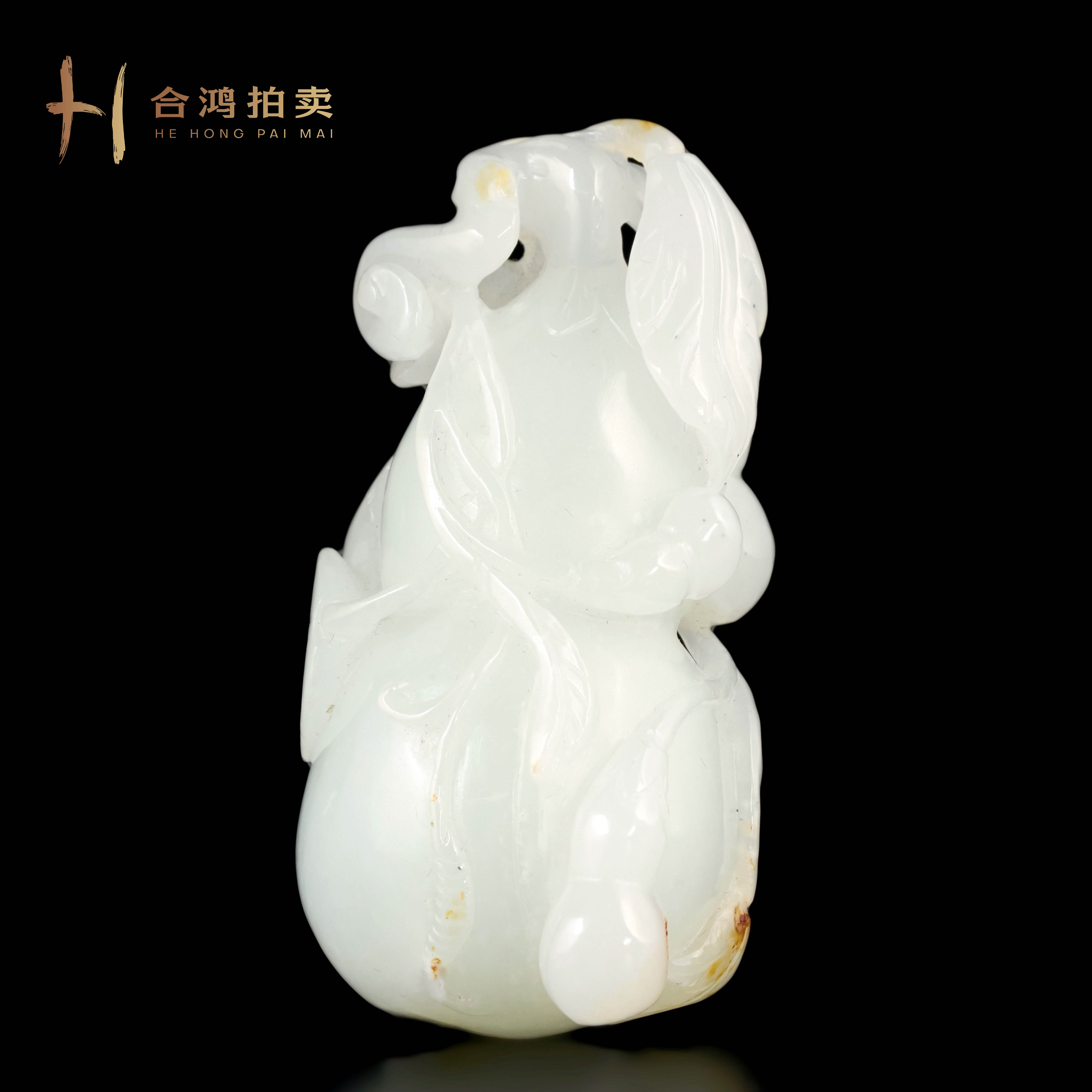 B013 清代 白玉透雕福禄万代把件