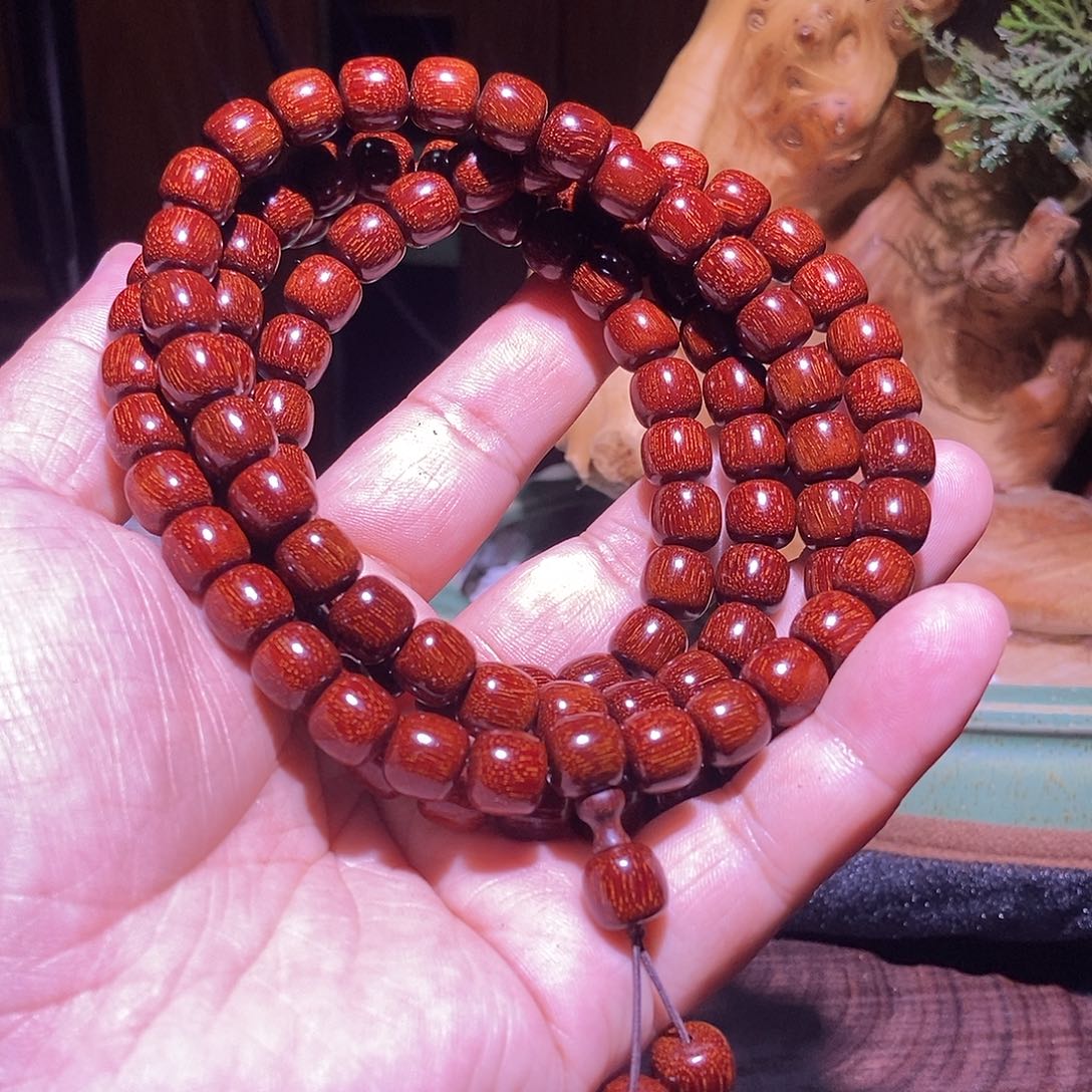 木巅峰毕业，印尼金星紫檀1.0老邢108超级无敌爆满真金星老料泥料