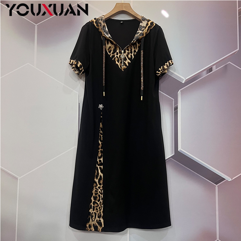 2025夏季新款潮流短袖中长款时尚显瘦减龄气质休闲连衣裙6199