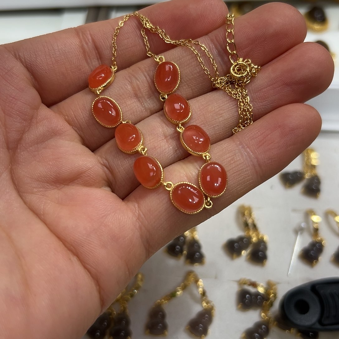 南红玛瑙颈饰银S925镶嵌猫*