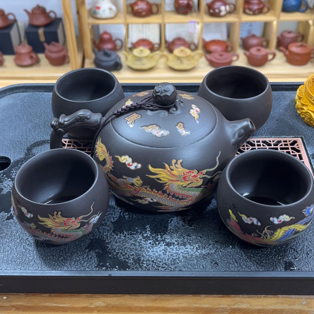 紫砂茶案龙凤变色西施500ml（一壶四杯）