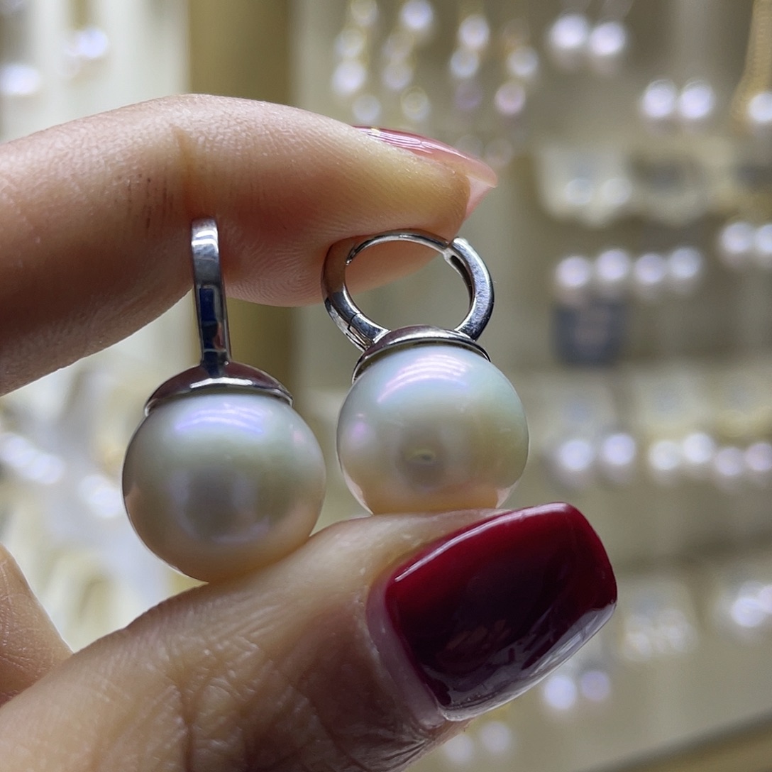 淡水珍珠耳饰银S925镶嵌