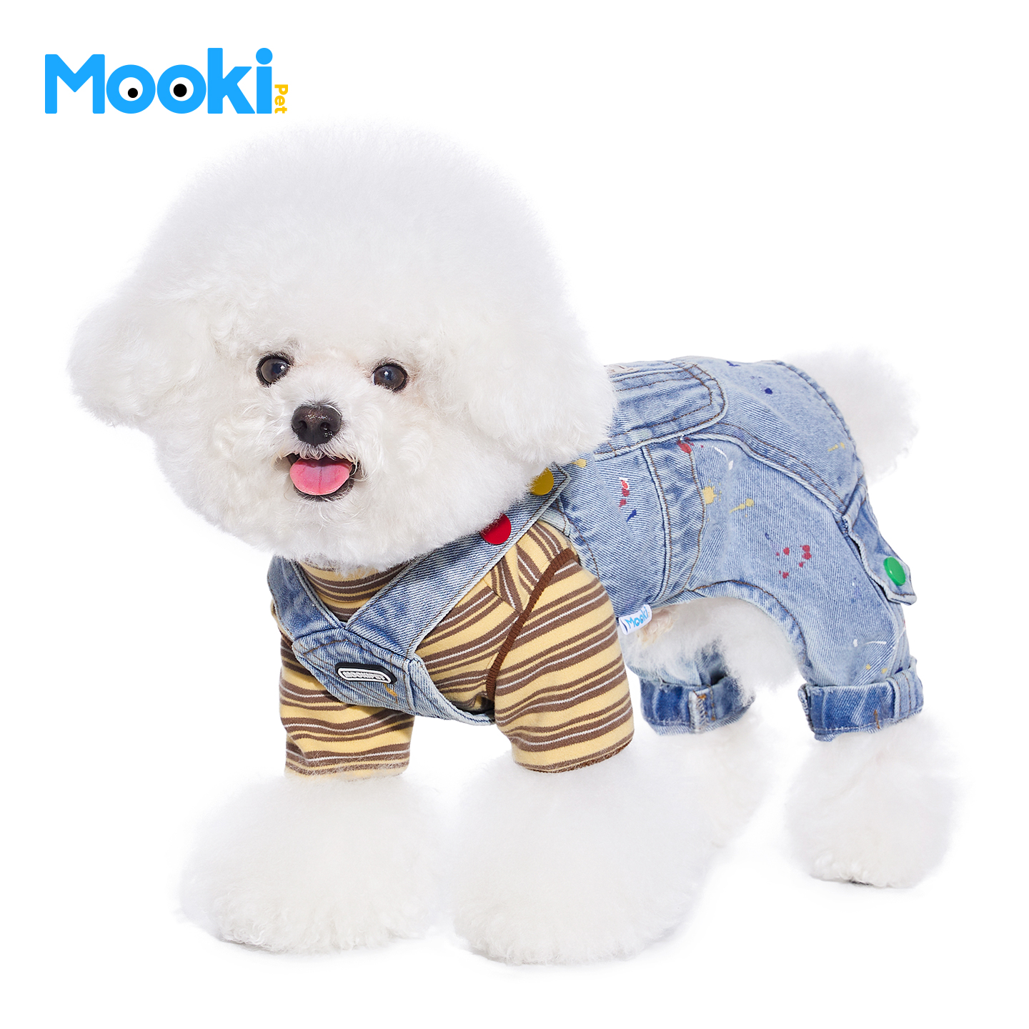 mookipet狗狗秋季新款衣服比熊马尔济斯小型犬牛仔背带裤可牵引