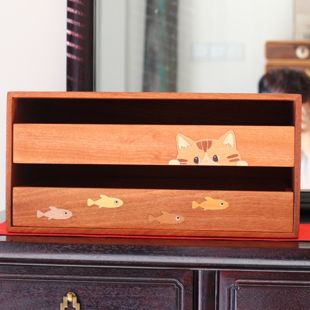 过木不忘｜实木抽屉式收纳盒小巧实用复古适用于家庭办公室