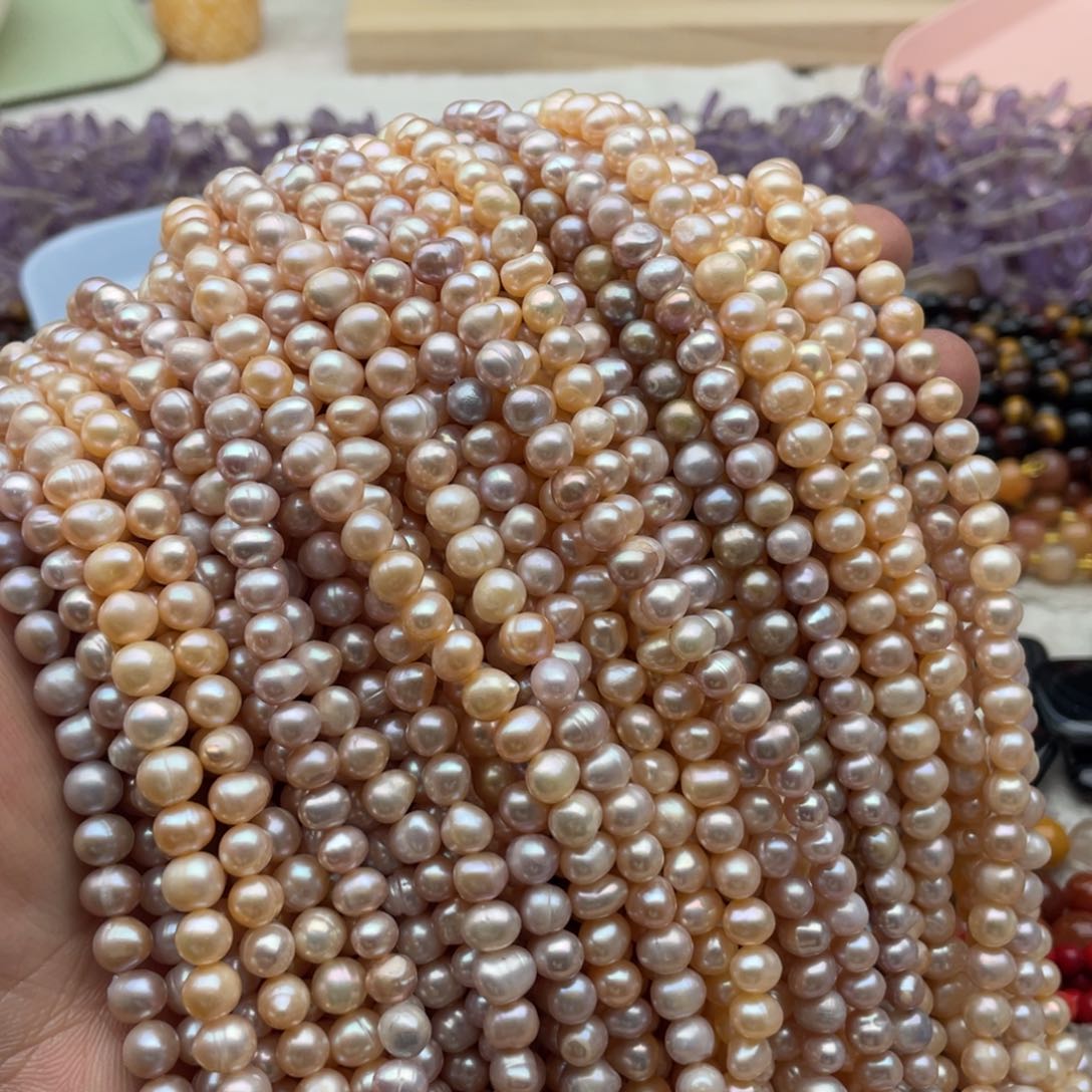 玛瑙/玉髓珠宝半成品未镶嵌一条装珍珠土豆珠卡6mm