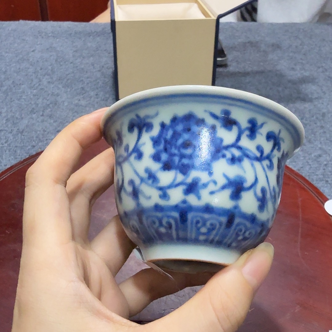疏***化瓷片青花杯子一件完整完整