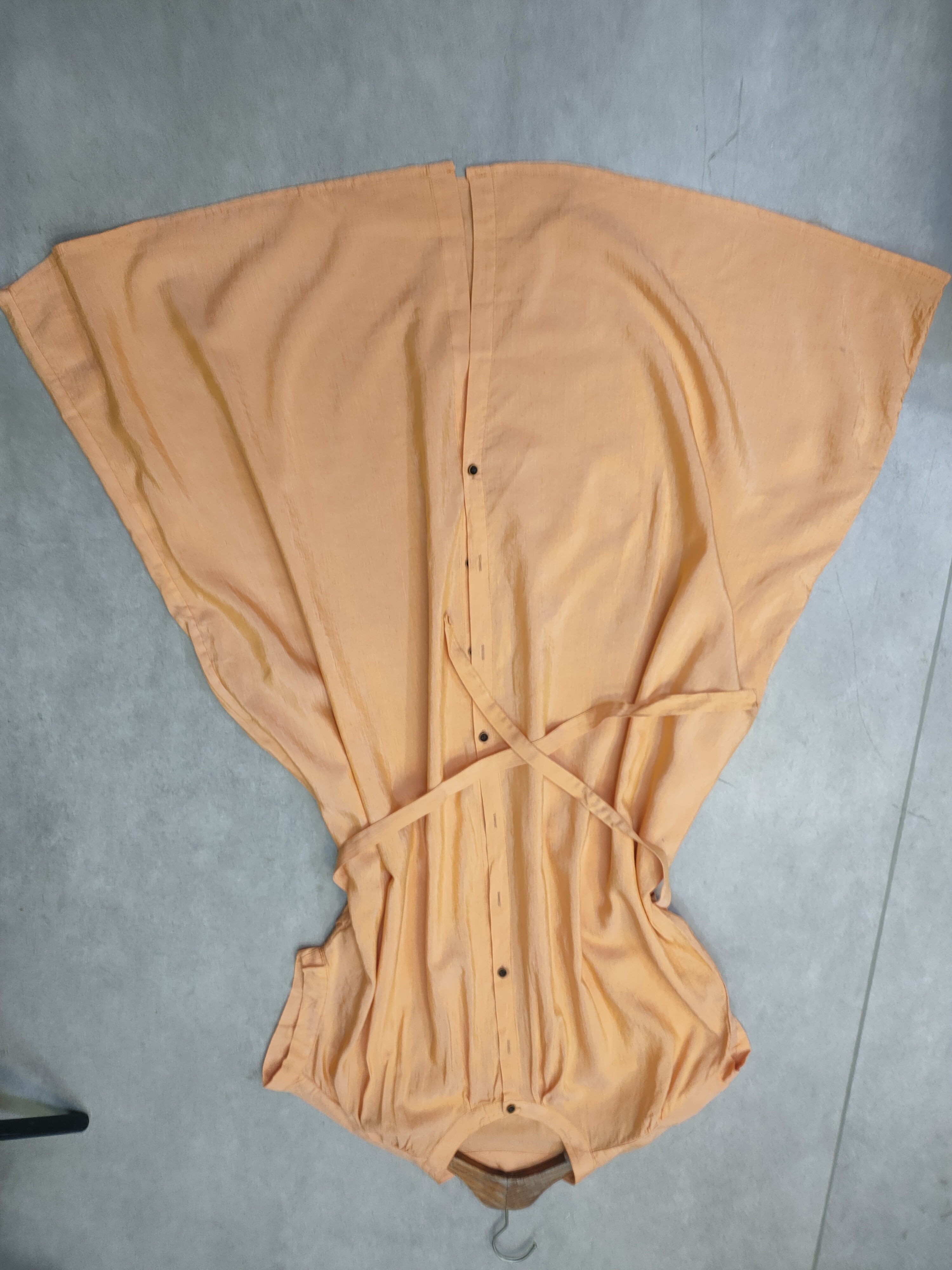 （南瓜橘）雨露麻长开衫小立领单排扣连衣裙XHH 312-2