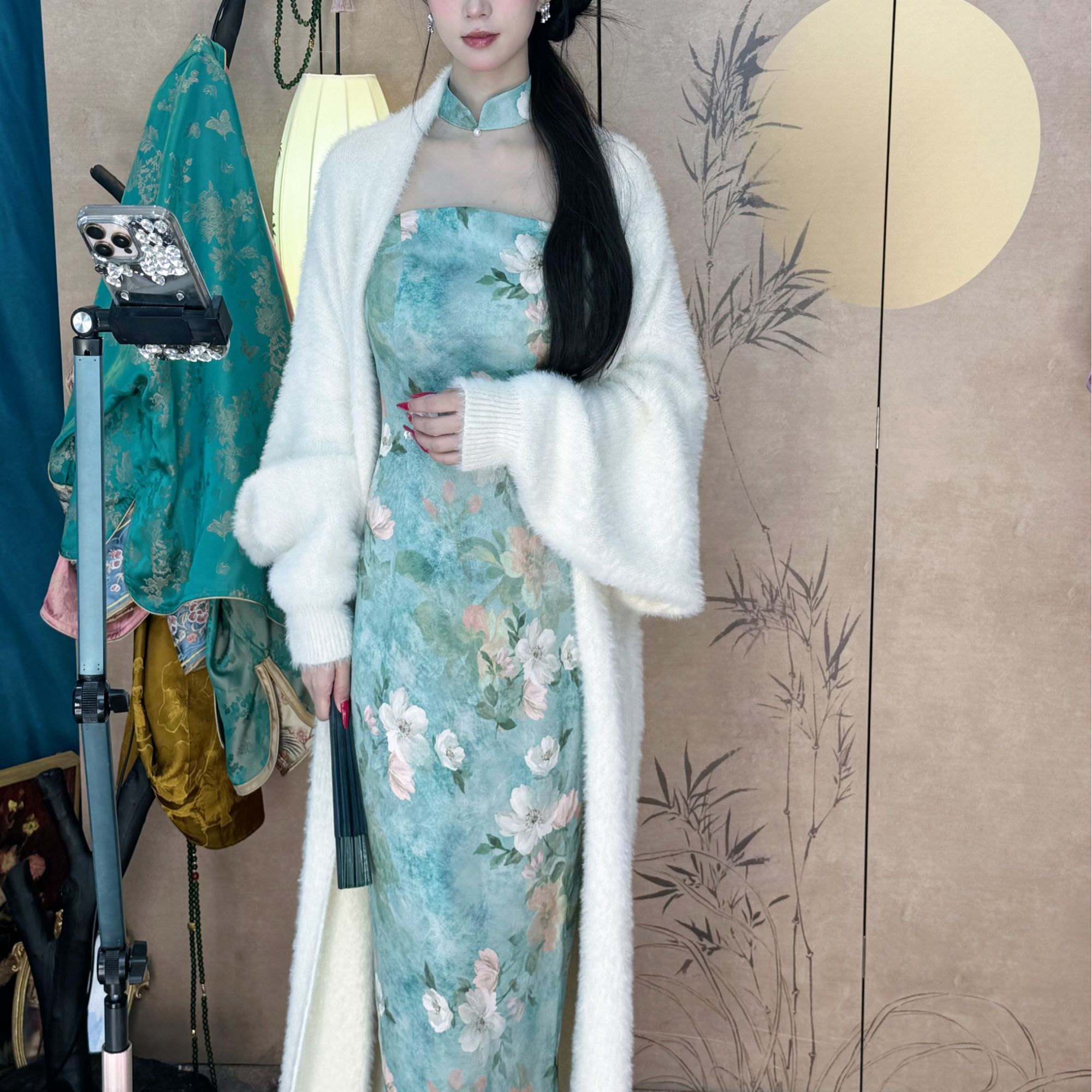 LHMknk1画报夫人原创自制秋冬款纯色绒面针织外套慵懒风大衣外套