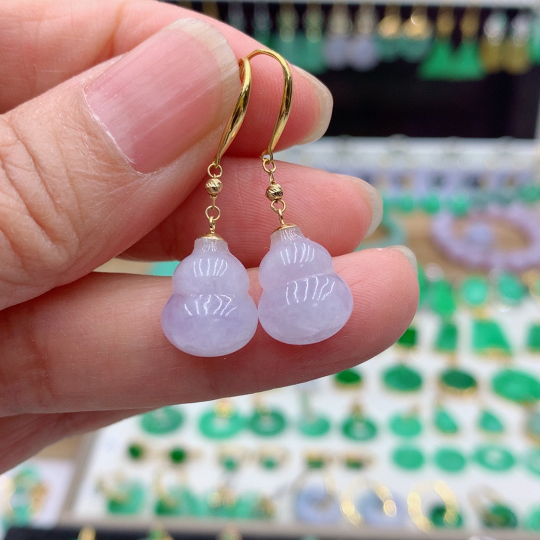 翡翠18K金镶嵌耳饰