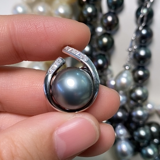 海水珍珠颈饰银S925镶嵌端12.5