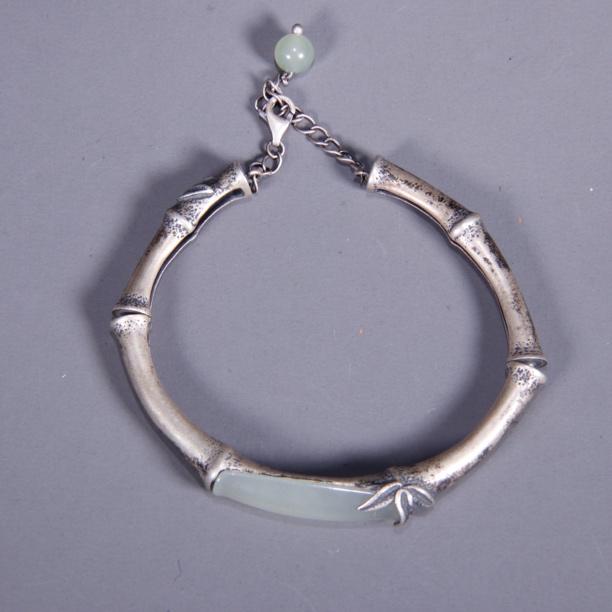 清 银竹节镶玉手链 听雨轩 Z 89861