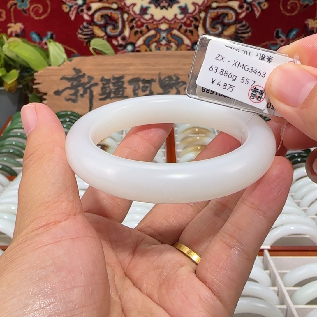 和田玉未镶嵌手镯新疆柔光和田玉手镯 高白