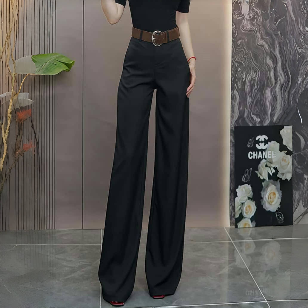【送腰带】高级感黑色西装裤2025秋季新款高腰显瘦垂感休闲阔腿裤