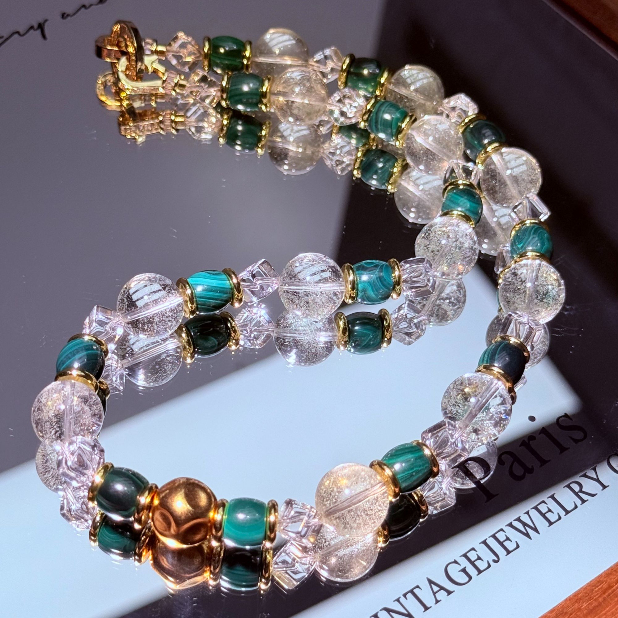 【根生来财】原创设计天然水晶绿幽灵项链女