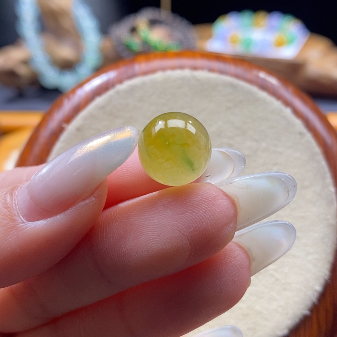 翡翠未镶嵌颈饰翡翠冰橘黄珠