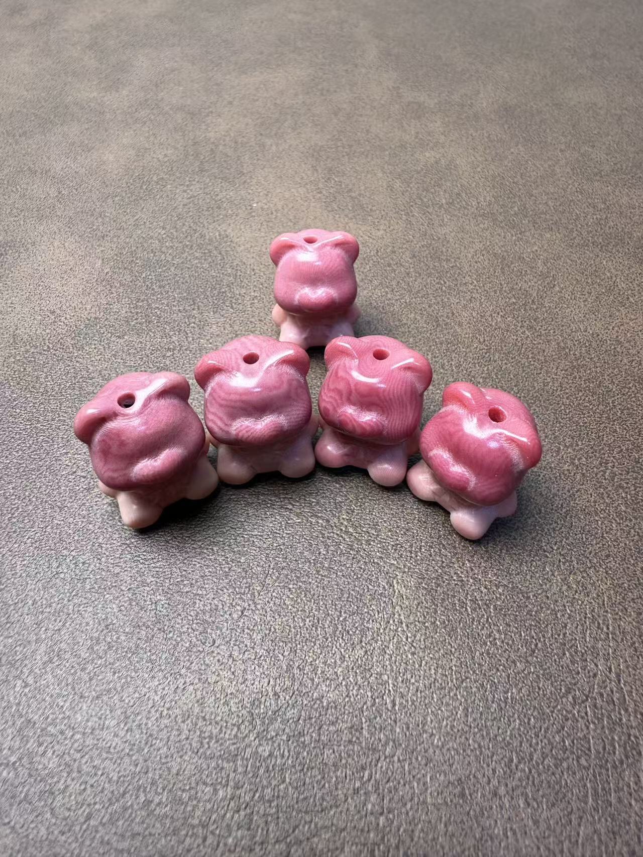 全品 天然象牙果雕刻 渐变色小熊（选好货不退不换）