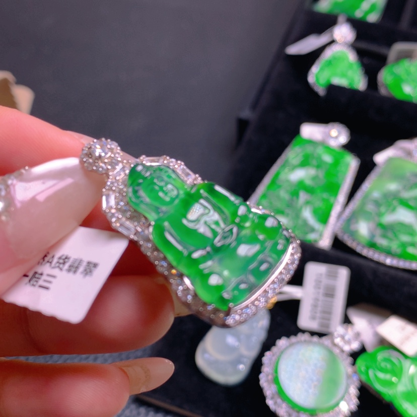 【闪购商品】翡翠银S925镶嵌吊坠(不含链)翡翠