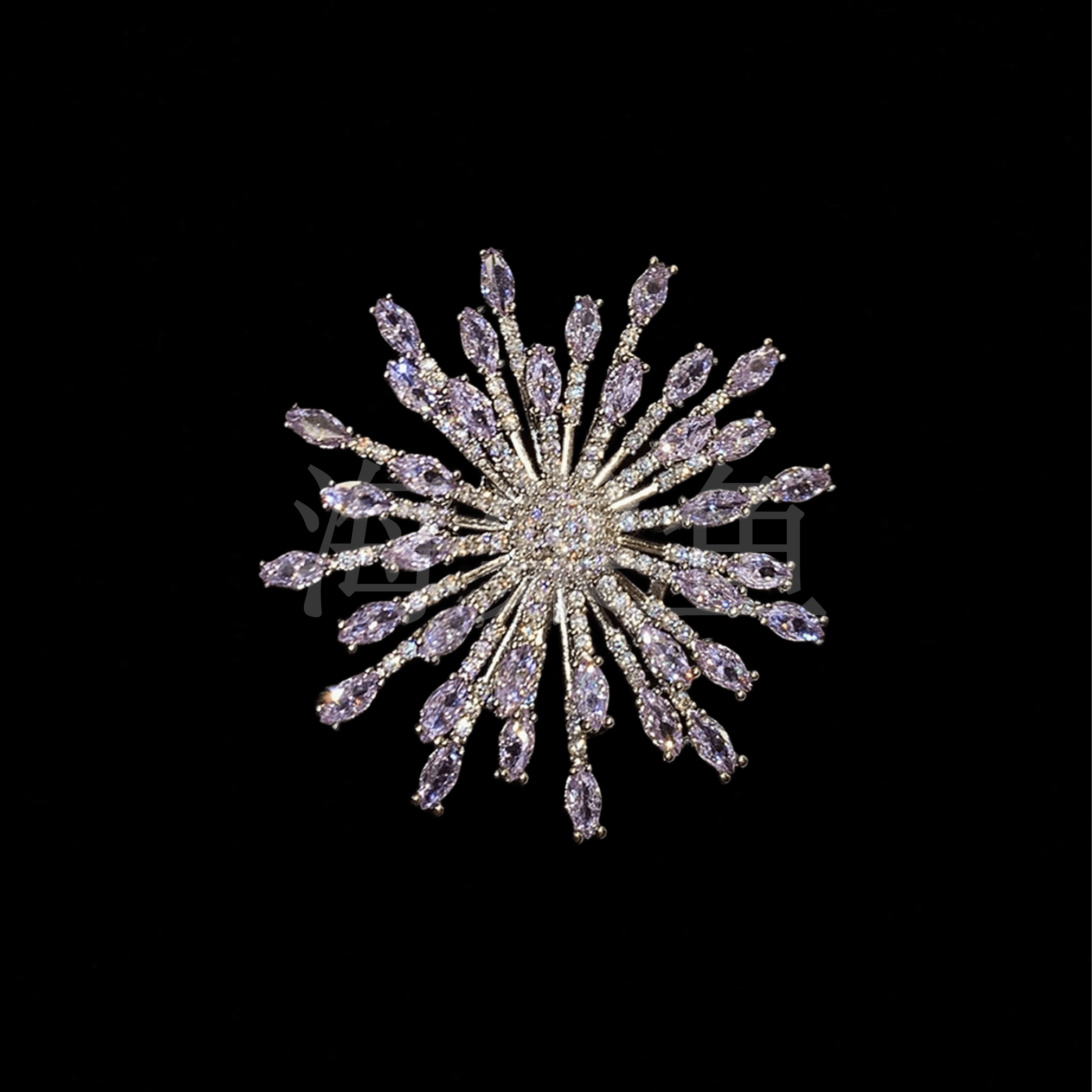 铜合金合成锆石胸针 时尚气质百搭紫色雪花胸针6479