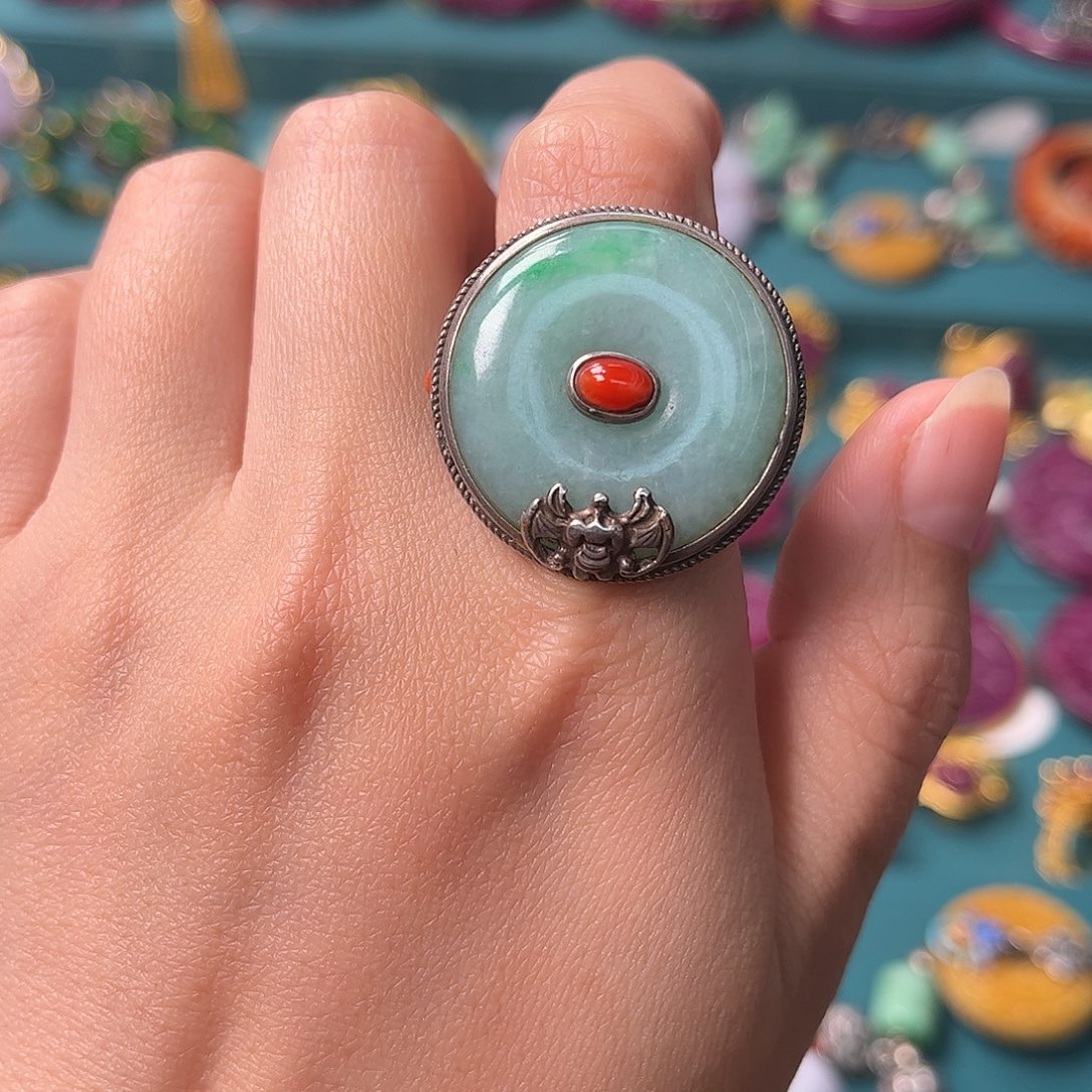 翡翠银S925镶嵌戒指