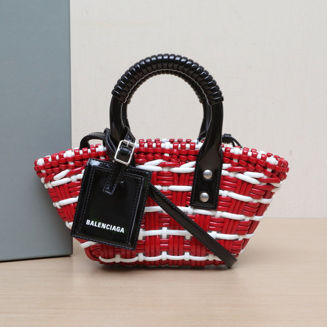 99新 Balenciaga/巴黎世家 【娇】拼色 PU 菜篮子 手提包196601