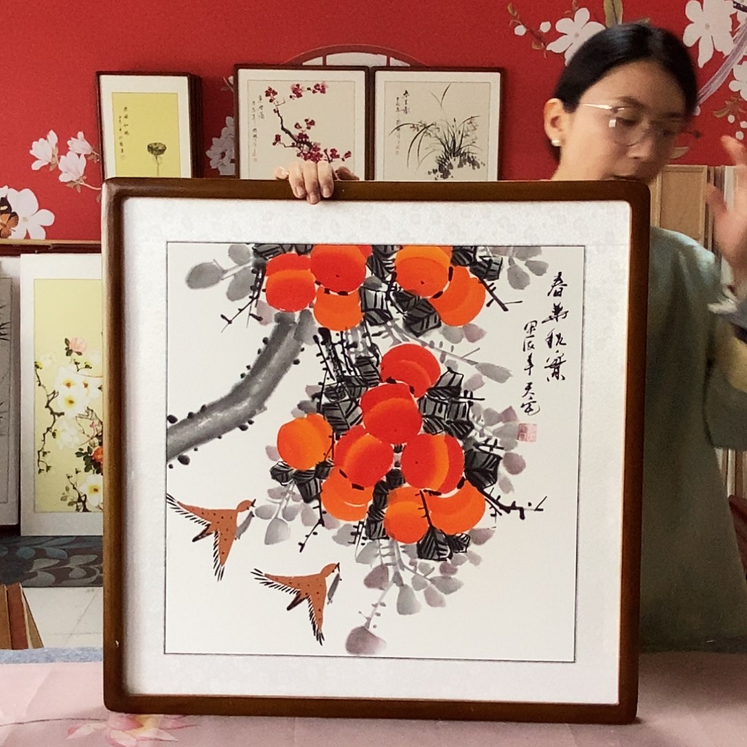 国画手写手绘带框包邮62✖️62国画作品