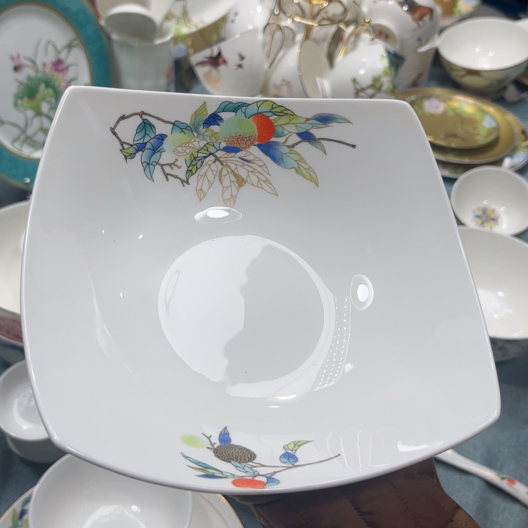 瓷片荔枝七寸方盘二个哇塞