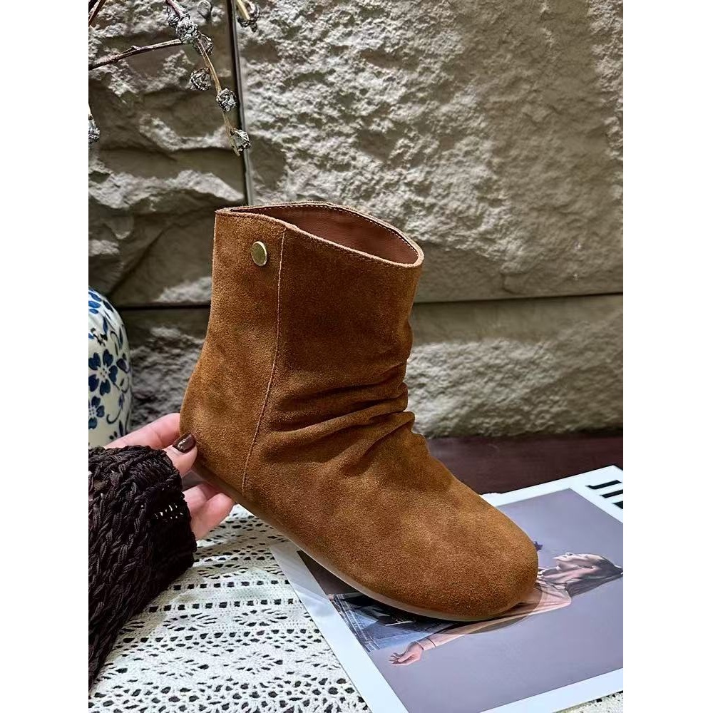 厚底时装靴女新款复古显瘦套筒马丁靴短靴880（加绒）