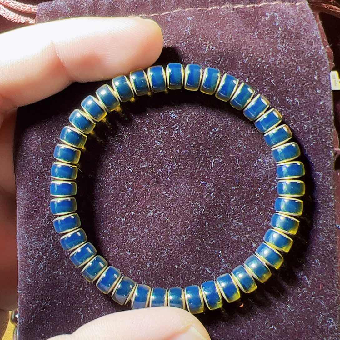 蓝珀珠宝奇石银S925镶嵌墨西哥蓝珀7mm精工药片